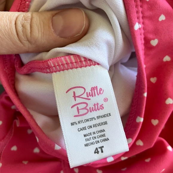 Pink Ruffled Heart-Patterned waterfall Swimsuit Ruffle Butts - Picture 6 of 6